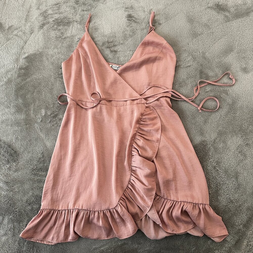 Intimately Free People Blush Pink Ruffle Wrap Slip Dress Women's XS